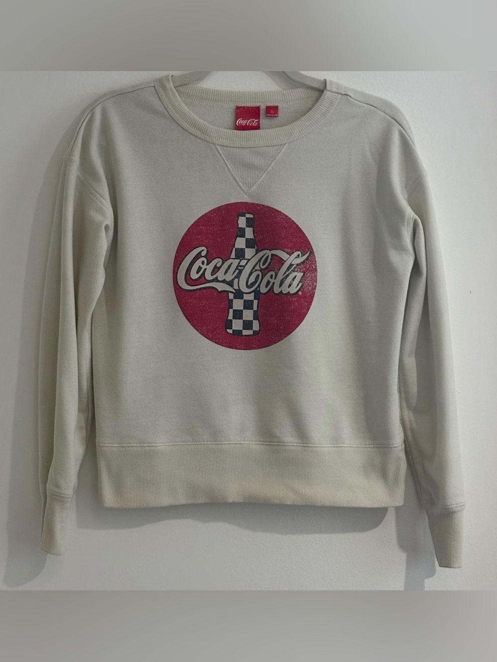 Coca-Cola Retro Distressed Logo Crewneck Sweatshirt Size Small